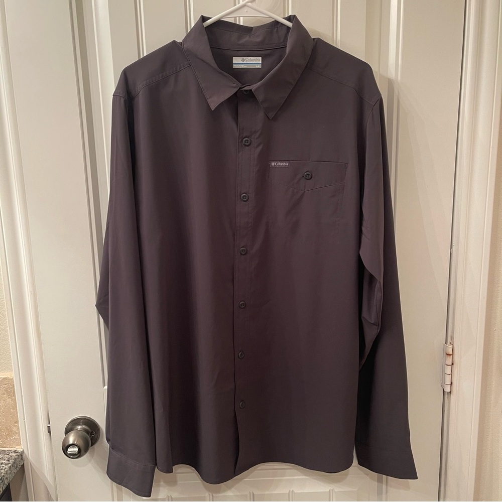 Columbia Men's Large Gray Lightweight Water Resistant Long Sleeve Shirt Outdoors